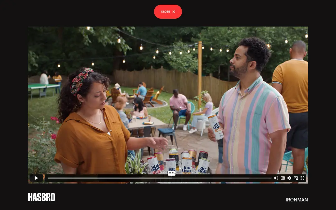 Video modal website screen